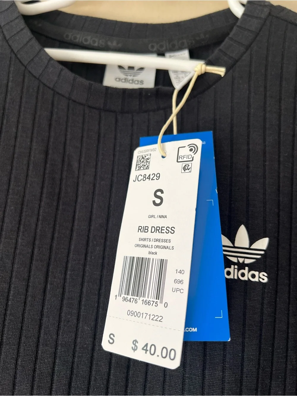 Adidas Ribbed Dress Black - Picture 7 of 8